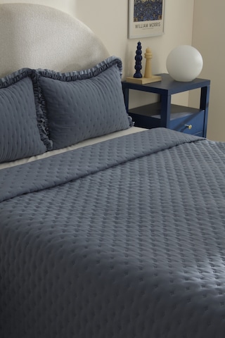 Karaca Home Viona Çift Kişilik Yatak Örtüsü Seti Mavi Mavi