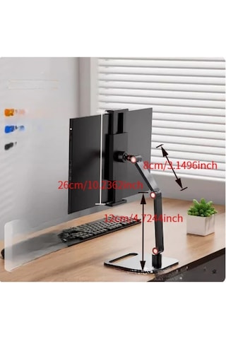 Xuweiwei 43.94cm 3 Bölümlü Yükseltme Modeli Taşınabilir Dikey Ekran Standı Ev Ofisi Kurulumu Modern Masa Ayarlanabilir Yükseklik Laptop Standı