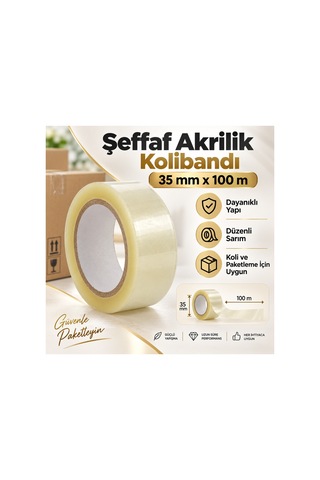 35 Mm X 100 M Şeffaf Akrilik Kolibandı 10 Lu 1