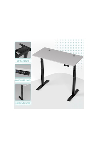 Karr Office O-Flex O2S6 Duo Çift Motorlu Elektrikli Yükseklik Ayarlı Masa - 160X80 - Beyaz/S Beyaz