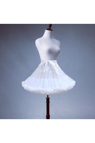 Fastbuy Homyl Kadın Katmanlı Şifon Kombinezon Etek Beyaz, Şık Ve Kabarık Tasarım Beyaz