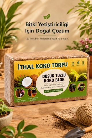 Organik Coco Peat Hindistan Cevizi Lifi Doğal Toprak Düzenleyici Tohum Fide Saksı Bahçe 560 Gram 100
