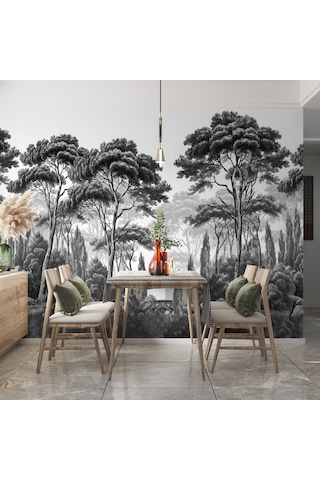 Çizim Orman Ağaçlar Duvar Kağıdı