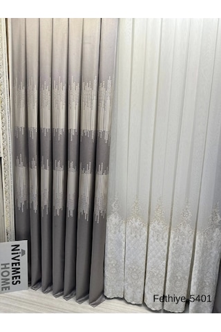 Nivemeshome Fethiye 614178 Gri V-5401 1/3 Sık Pileli Fon Perde Apm Gri