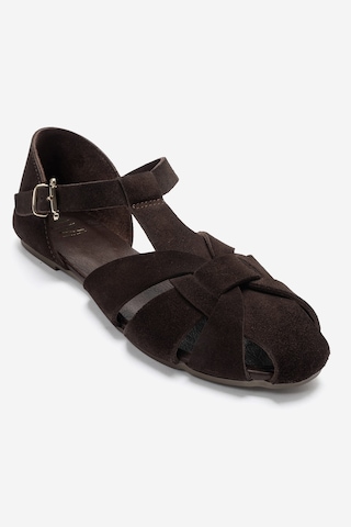 Luvi Shoes Alına Kahverengi Süet Hakiki Deri Kadın Sandalet