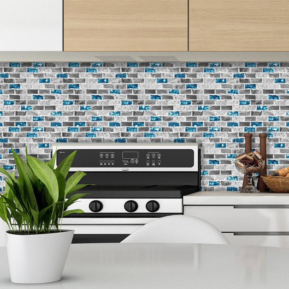 Youmex Küçük Kare Mermer Desenli Pet+pu Duvar Sticker - Su Geçirmez, Lekesiz, Mutfak/banyo Dekorasyonu - Kuzey Avrupa Tarzı Lacivert Kristal Desenli 3d Zemin Kaplama Çok Renkli