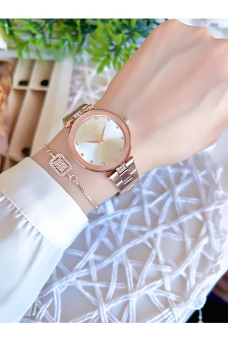 Ferro Rose/gold Renk Kararmaz Renk Atmaz 3 Atm Özel Tasarım Kadın Kol Saati Efl21297c