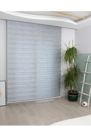 İncilifehome Bambu Kumaş Zebra Stor Perde Gri Alüminyum Kasalı Gri