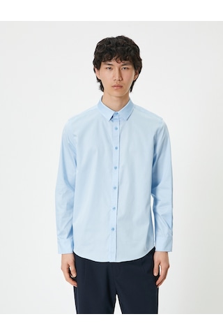 Koton Basic Gömlek Uzun Kollu Düğmeli Klasik Yaka Slim Fit Açık Mavi 4sam60171hw Açık Mavi