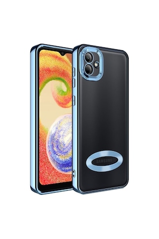 Galaxy A04 Kılıf Kamera Korumalı Logo Gösteren Zore Omega Kapak Sierra Mavi