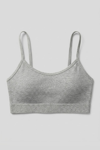 Mataş Kadın İnce İp Askılı Pedli Fitilli Pamuklu Büstiyer Crop Bralette Gri