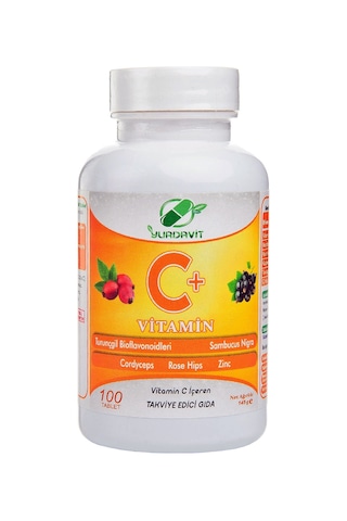 Yurdavit Vitamin C 1000 Mg 100 Tablet Kuşburnu Kara Mürver Çinko