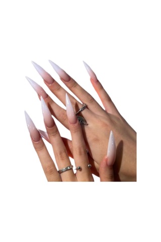 Qingmipy 24 Adet Uzun Uçlu Beyaz Degrade Tırnak Ekleri - Jöle İle Gönderim