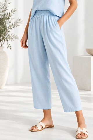 Mevese Beli Lastikli Modal Pantolon & Kalın Askılı Bluz Takımı - Bebe Mavi Bebe Mavisi