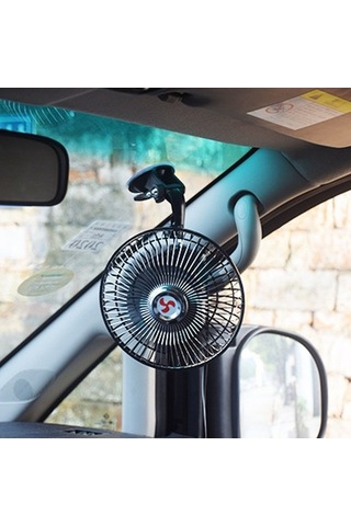 Besthome1 12 V 8 İnç Araç Taşınabilir Fan Araba Masası Mini Klima Döner Braket Vantuz