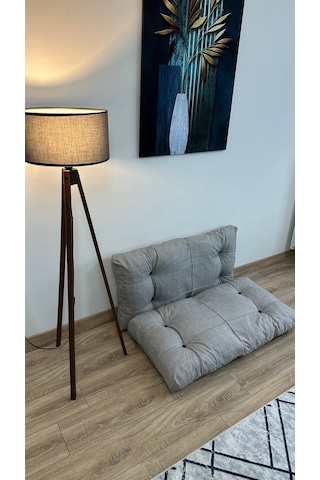 Modern Style Home Kalorifer Önü Yer & Palet Minderi 2'li Takım Açık Gri