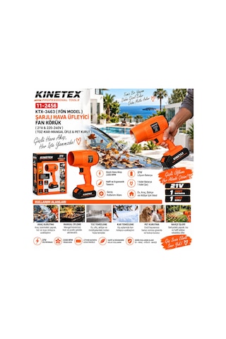 Fön Model Şarjlı Hava Üfleyici Fan Körük 21v - 220-240v Toz-kar-mangal Üfle - Pet Kurut Üfleme Ktx-3463 Aklby-bs