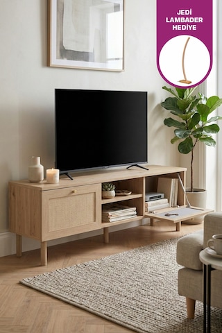 Vilinze Baru 140 Cm Kapaklı Raflı Tv Ünitesi Bej