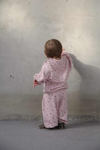 Pembe Çiçek Baskılı Şalvar Takım Pembe