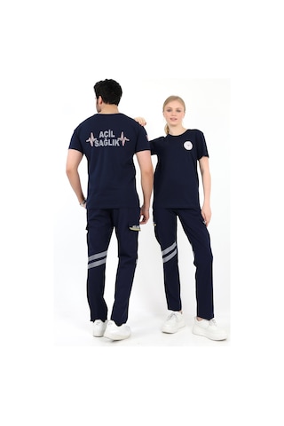 Acil Sağlık Yuvarlak Yaka Penye Kısa Kol Tshirt - Lacivert-12106 Lacivert