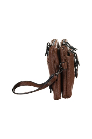 Westpolo Vegan Deri Çift Bölmeli Bilek Ve El Tutamaçlı Unisex El Çantası - 6061 Taba
