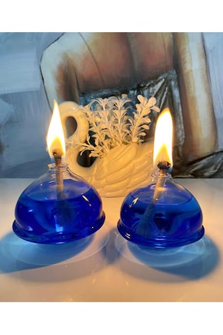 2 Adet Mavi Kandil Yağı Kokusuz Dumansız Gaz Lambası Yakıtı İç Me