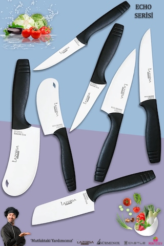 Eco Serisi Mutfak Bıçak Seti Et Sebze Börek 7 Li Set Mft-7856 Siyah