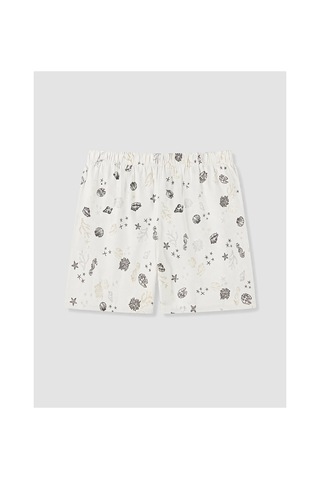 Lcw Dream Ekru Baskılı %100 Pamuklu Kadın Şort Pijama Altı
