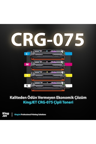 Kingjet Canon Uyumlu Crg-075 Standart Kapasiteli 4 Renk Takım Çipli Uyumlu  Toneri Lbp647cdw