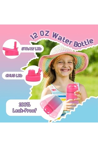 Yalıtımlı Çocuk Su Şişesi 12 Oz Paslanmaz Çelik Su Şişesi Çocuklar Için Saman Kapaklı Kızlar, Erkekler Için Gwkx8b Diğer