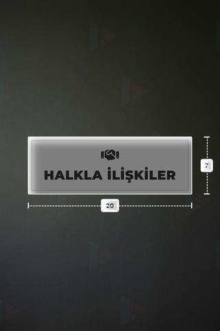Halkla İlışkıler Yazılı - Metal - Beyaz Renk - Kapı İsimliği - 20x7 Cm