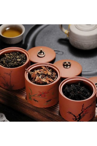 Sones Seramik Redware Çaydanlık Saklama Kapalı Çay Tankı Erik