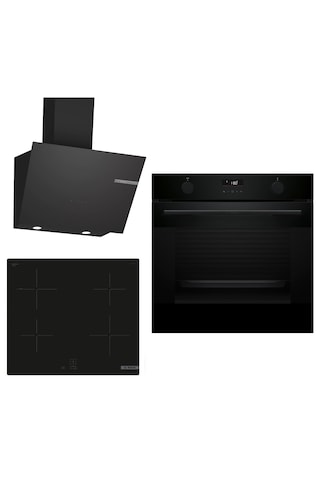 Bosch 651 HUA736EA0T - PUG61KAA5E - DWK66PJ60T İndüksiyon Ocaklı Siyah 3'Lü Ankastre Set