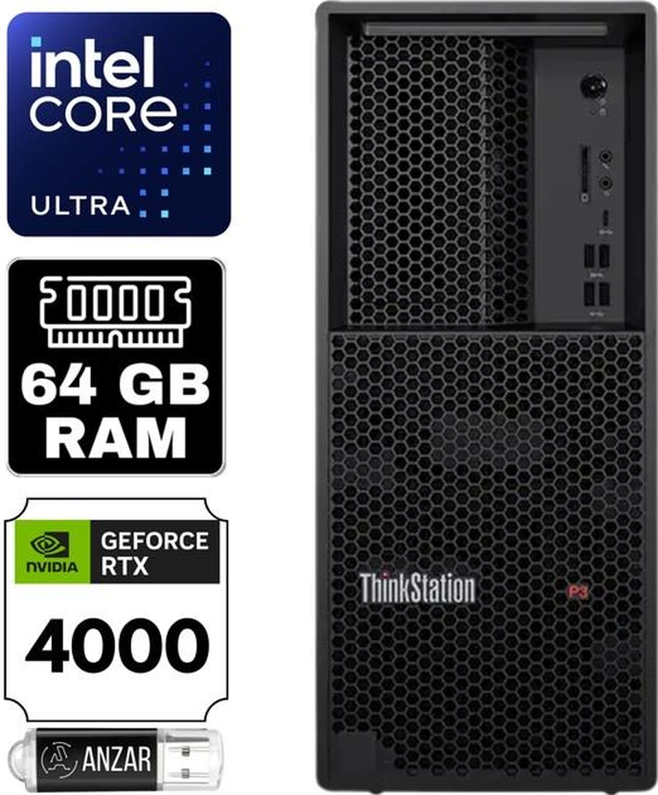 Lenovo Thinkstation P3 Tower Gen 2 30HT004JTR-64-2 U9-285K 64 GB 1 TB SSD RTX4000ADA W11P Masaüstü Bilgisayar