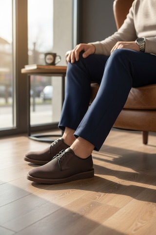 Enoch Erkek Smart Casual Bağcıklı Ayakkabı - Tekstüre Üst Yüzeyli Ve Esnek Hafif Tabanlı Klasık Ayakkabı Kahverengi