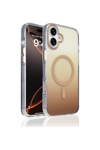 Zore Apple iPhone Uyumlu 16 Plus Kılıf M-safe Şarj Özellikli Transparan Renk Geçişli Omsy Toros Kapak - Siyah