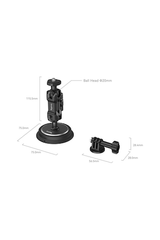 Smallrig 4466 Magic Arm Manyetik Vakumlu Montaj Destek Seti Aksiyon Kameraları İçin Siyah