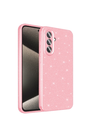 Galaxy A36 Uyumlu Kılıf Kamera Korumalı Simli Lüks Sys Koton Kapak - Açık Pembe AÇIK PEMBE