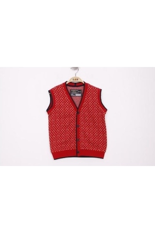 Toontoy Erkek Çocuk Desenli Okul Yelek Kırmızı