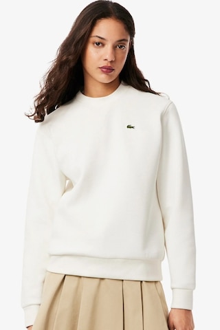 Lacoste Women's Relaxed Fit Crew Neck Cotton Sweatshirt Kadın Rahat Kesim Sweatshirt Beyaz Beyaz
