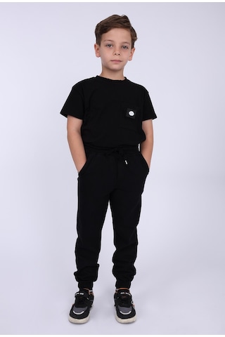 Blayn Jeans Çocuk Beli Lastikli Kışlık Erkek Ve Kız Unisex Pantolon Siyah