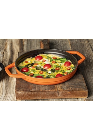 Hosse 22 Cm Döküm Çift Kulplu Sahan Turuncu