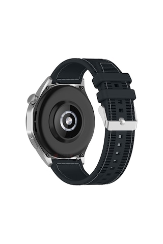 Sneezy Huawei Watch Gt6 Pro 46mm İle Uyumlu Metal Tokalı Dikiş Desenli Dokuma Silikon Kordon