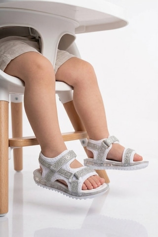 Arzen Beyaz-gümüş Cırtlı Ortopedik Bebek Sandalet 25t104 B