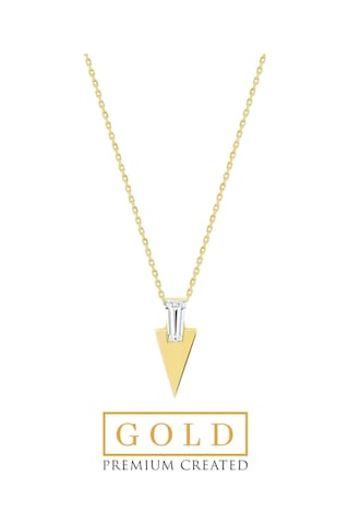 Trapez Kesim 14 Ayar Sarı Altın Kolye Gold