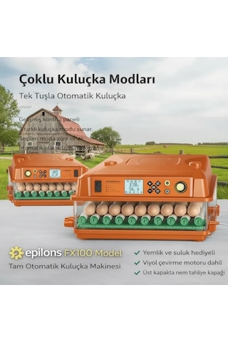 Fx100 Tam Otomatik Kuluçka Makinesi 100 Yumurta Kapasiteli Yeni Nesil Havalandırma Otomatik Su Sistemi Dijital I