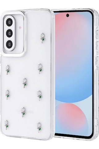 Galaxy A56 Uyumlu Kılıf Airbag Tasarımlı Simli Şeffaf Zore Kutup Kapak - Lale -