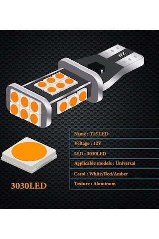 T15 24 Led Universal Turuncu Renk Park Geri Vites Ampulü