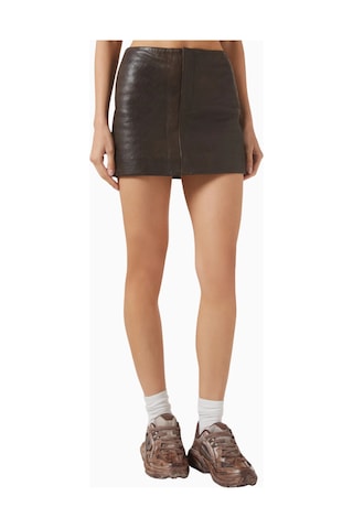 Represent Drive Mini Skirt, Lüks Bubble Deri Mini Etek İle Modern Şıklık Kahverengi