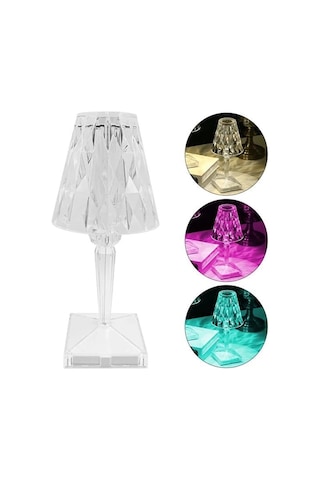 Powermaster Ha-1638 Dekoratif Rgb Led'li Ambiyans Masa Gece Lambası Şarjlı Dokunmatik Tuşlu Çok Renkli